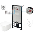 Potinkinis WC komplektas Deante Jasmin, 6 viename, balta, chromas, CDJS6ZPW