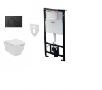 Komplektas 4 in1 Alcaplast rėmas + mygtukas juodas matinis, Ideal standard Ilife Rimless klozetas su lėtaegiu dangčiu