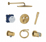 Grohe SmartControl O termostatinė potinkinė du&scaron;o sistema braižyto aukso