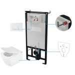 Potinkinis WC komplektas Deante Blur, 6 viename, balta, balta, CDZA6ZPW
