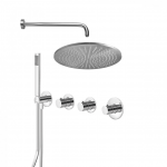 Potinkinė termostatinė du&scaron;o sistema su 30 cm skersmens du&scaron;o galva Paffoni Modular (Brushed Nickel)
