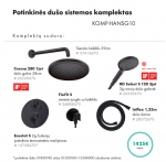 Juodos matinės spalvos potinkinis Hansgrohe du&scaron;o sistemos komplektas 6 in 1