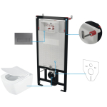Potinkinis WC komplektas Deante Blur, 6 viename, balta, titanas, CDZT6ZPW