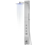 Du&scaron;o panelė Corsan Neo LED, plieninė, su termostatu, su vonios snapu, sidabro spalvos, S060TSLLEDW