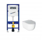 Potinkinio WC rėmo Geberit 4in1 ir pakabinamo klozeto Alice Ceramica Unica Rimless su plonu lėtaeigiu dangčiu komplektas