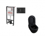 Potinkinis WC rėmas Alcadrain 5in1 su Alca fresh  ir Alice Ceramica juodas klozetas su lėtaeigiu dangčiu