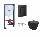 Potinkinis WC rėmas GROHE 5in1 su Grohe fresh 38827000 ir Galve juodas klozetas su lėtaeigiu dangčiu