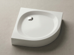 Akmens masės du&scaron;o padėklas RS-90, 89,5x89,5x16,5 cm, pusapvalis, baltas su apdaila
