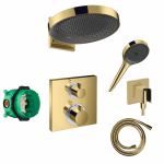 Potinkinis termostatinis du&scaron;as 6 in 1 komplektas HANSGROHE Rainfinity 360, polyruoto aukso