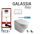 Komplektas 4 in1 TECE + mygtukas baltas ir Galassia Eden klozetas su lėtaegiu dangčiu