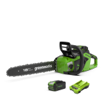 GREENWORKS - GRANDININIS PJŪKLAS 1,8kW 40V gd40cs18k4 (su 4Ah akumuliatoriumi ir krovikliu)
