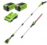 GREENWORKS - AUK&Scaron;TAPJOVĖS IR GYVATVORIŲ GENĖTUVO KOMPLEKTAS gd40pshk2x (su 2X2Ah akumuliatoriais ir krovikliu)