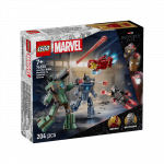 LEGO Marvel Geležinis žmogus ir Karo ma&scaron;ina prie&scaron; &bdquo;Hammer&ldquo; dronus 76320