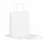 Popierinis mai&scaron;elis dovanoms 24x10x32cm, suktomis rankenomis, baltas, 100g