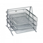 Dokumentų lentynėlė metalinė ažūrinė 3 dalių sidabro sp.