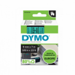 Juostelė DYMO D1 9mmx7m juodas &scaron;riftas/žalia