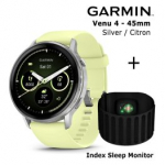 GARMIN Venu 4 - 45mm, Silver with Citron + Index Sleep Monitor sportinis laikrodis 010-03014-02 / 010-03024-01