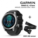 GARMIN Fenix E 47 mm, AMOLED, Stainless Steel + Garmin HRM 200 Sensor sportinis laikrodis