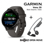 GARMIN Venu 3S, Black + Shokz Open Move Grey sportinis laikrodis 010-02785-00 / S661GY