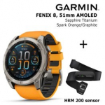 GARMIN Fenix 8 51 mm, AMOLED, Sapphire Titanium + HRM 200 Sensor sportinis laikrodis