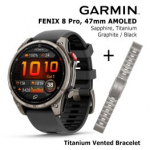 GARMIN fēnix&reg; 8 Pro &ndash; 47 mm, AMOLED, Sapphire, Ti + 22mm Vented Titanium Bracelet sportinis laikrodis