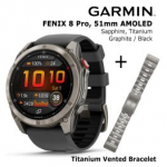 GARMIN fēnix&reg; 8 Pro &ndash; 51 mm, AMOLED, Sapphire, Ti + 26mm Titanium Vented Bracelet sportinis laikrodis 010-03199-11 / 010-12864-08