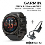 GARMIN Fenix 8 51 mm, AMOLED, Sapphire Carbon + SHOKZ Open Run Black sportinis laikrodis