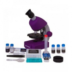 Bresser Junior Microscope 40x-640x (violet) with experiment set mikroskopas