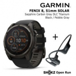 GARMIN Fenix 8 51 mm, Solar, Sapphire Carbon + SHOKZ Open Run Black sportinis laikrodis