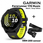 GARMIN Forerunner 170 Music, Black/Amp Yellow + HRM 200 Sensor sportinis laikrodis 010-03920-10 / 010-13388-00