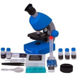 Bresser Junior Microscope 40x-640x (blue) with experiment set mikroskopas