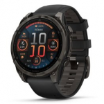 GARMIN Fenix 8 47 mm, AMOLED, Sapphire Carbon Gray DLC Titanium with Black/Pebble Gray Sil sportinis laikrodis 010-02904-21