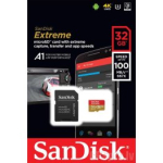SANDISK Extreme microSDHC 32GB + SD Adapter + Rescue Pro Deluxe 100MB/s A1 C10 V30 UHS-I U3 atminties kortelė SDSQXAF-032G-GN6MA