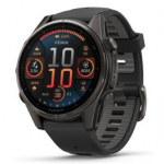 GARMIN Fenix 8 43 mm, AMOLED, Sapphire Carbon Gray DLC Titanium with Black/Pebble Gray Silicone sportinis laikrodis 010-02903-21