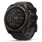 GARMIN Fenix 8 51 mm, Solar, Sapphire Carbon Gray DLC Titanium with Black/Pebble Gray Silicone sportinis laikrodis 010-02907-11