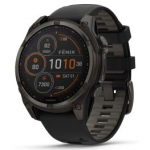 GARMIN Fenix 8 47 mm, Solar, Sapphire Carbon Gray DLC Titanium with Black/Pebble Gray Silicone sportinis laikrodis 010-02906-11