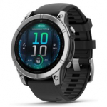 GARMIN Fenix E 47 mm, AMOLED, Stainless Steel with Black Silicone Band sportinis laikrodis 010-03025-00