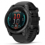 GARMIN Fenix E 47 mm, AMOLED, Slate Gray Steel with Black Silicone Band sportinis laikrodis
