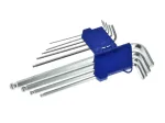 Ilgų &scaron;e&scaron;iakampių raktų su rutuliniu galu rinkinys, 1,5&ndash;10 mm, 9 vnt., iki 260 mm GEKO G01703
