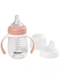 Beaba mokomasis buteliukas-gertuvė 2in1, 210 ml, old pink