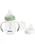 Beaba mokomasis buteliukas-gertuvė 2in1, 210 ml, sage green