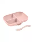Beaba silikoninė dugnu prilimpanti 3 skyrių lėk&scaron;tė su &scaron;auk&scaron;teliu, cotton candy