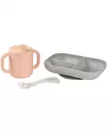 Beaba silikoninis 3 dalių pietų rinkinys vaikams, pink
