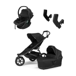 Thule Urban Glide 3 universalus vežimėlis 3in1 Black on Black + Thule Maple Connect autokėdutė