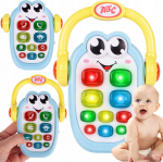 Žaislinis interaktyvus telefonas kūdikiams su rankena