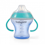 BabyOno nei&scaron;siliejantis puodelis mink&scaron;tu snapeliu NATURAL NURSING mėlynas 180 ml