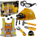 Vaiki&scaron;kas meistro įrankių rinkinys su liemene, &scaron;almu ir žibintuvėliu