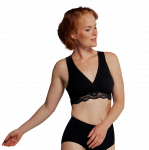 Carriwell nėriniais puo&scaron;ta liemenėlė maitinančioms (juoda) / Organic Crossover Nursing Bra
