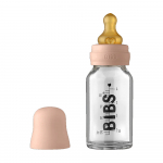 BIBS stiklinis buteliukas nuo dieglių 110 ml (Blush) pilnas komplektas