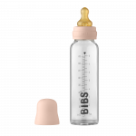 BIBS stiklinis buteliukas nuo dieglių 225 ml (Blush) pilnas komplektas